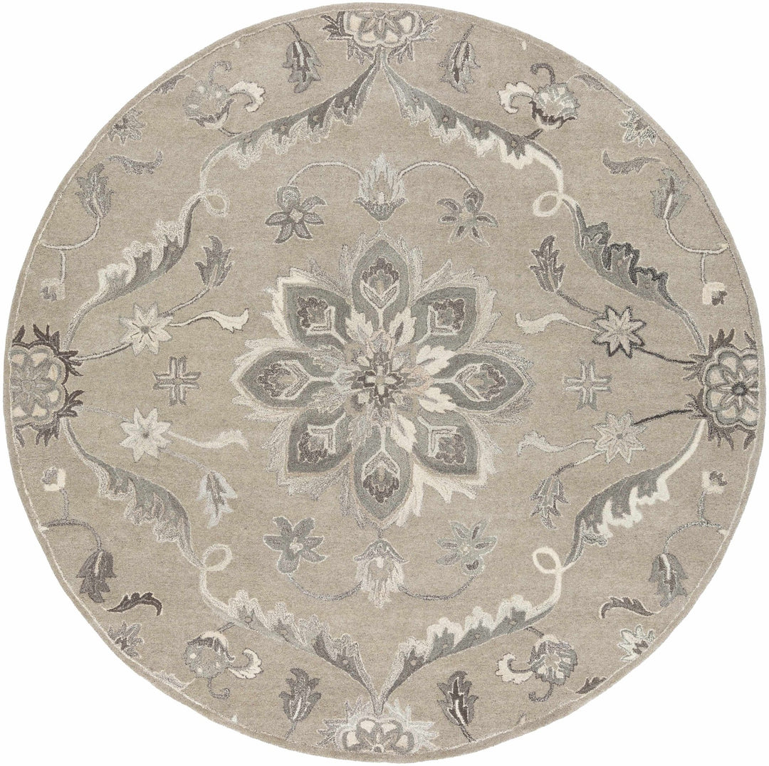 Peterstown Traditional Medallion Beige And Gray Wool Rug - The Rug Decor