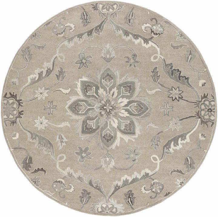 Peterstown Traditional Medallion Beige And Gray Wool Rug - The Rug Decor