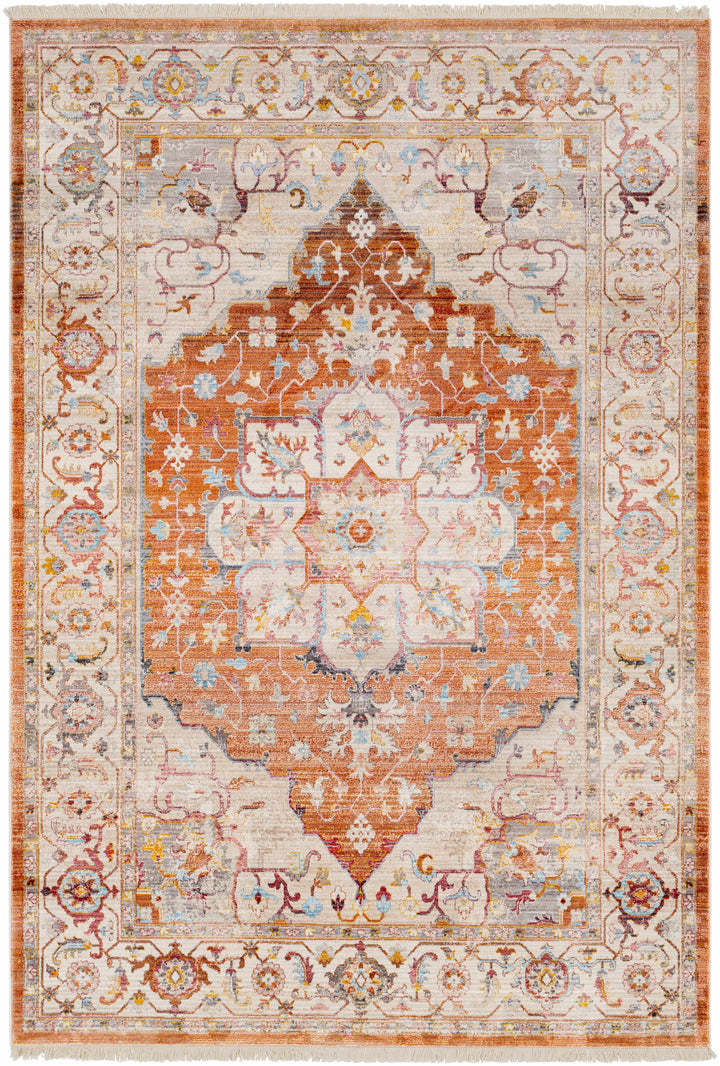 Phila Traditional Style Ivory And Orange Area Rug