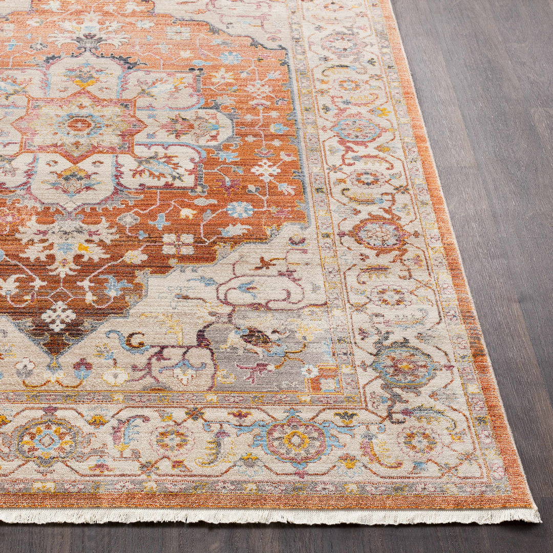 Phila Traditional Style Ivory And Orange Area Rug