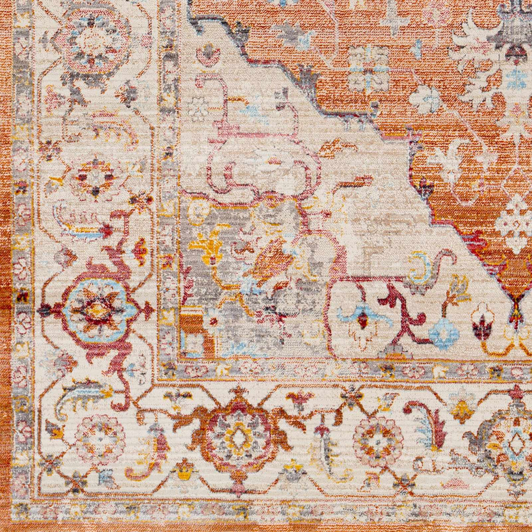 Phila Traditional Style Ivory And Orange Area Rug
