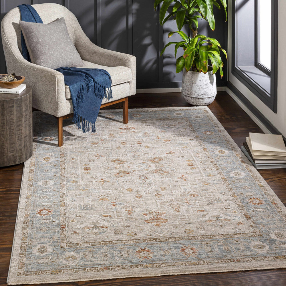 Phyllis Beige And Blue Traditional Style Area Rug - The Rug Decor