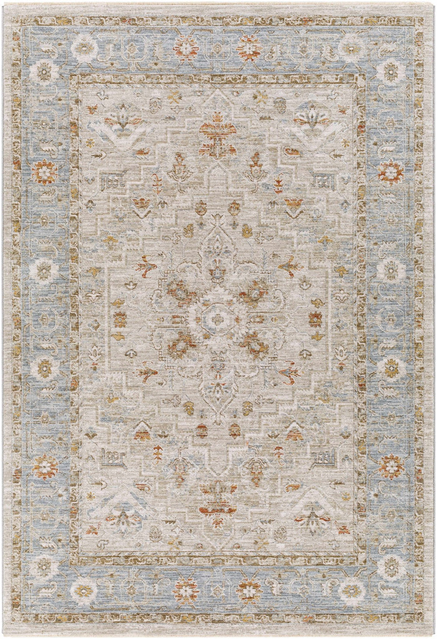 Phyllis Beige And Blue Traditional Style Area Rug - The Rug Decor