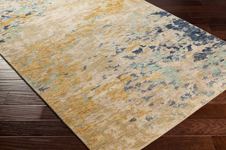 Pias Modern Abstract Beige And Mustard Hand Knotted Area Rug - The Rug Decor