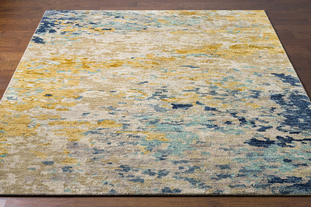 Pias Modern Abstract Beige And Mustard Hand Knotted Area Rug - The Rug Decor