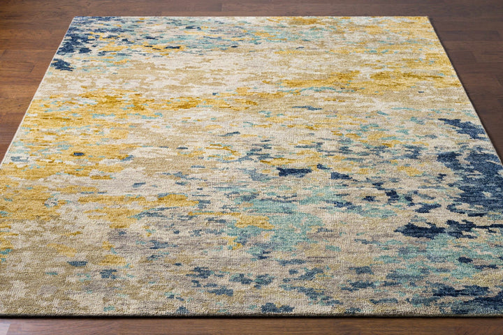 Pias Modern Abstract Beige And Mustard Hand Knotted Area Rug - The Rug Decor