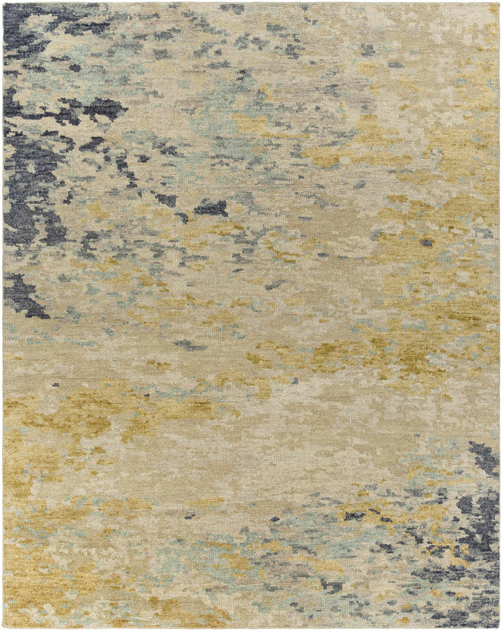 Pias Modern Abstract Beige And Mustard Hand Knotted Area Rug - The Rug Decor