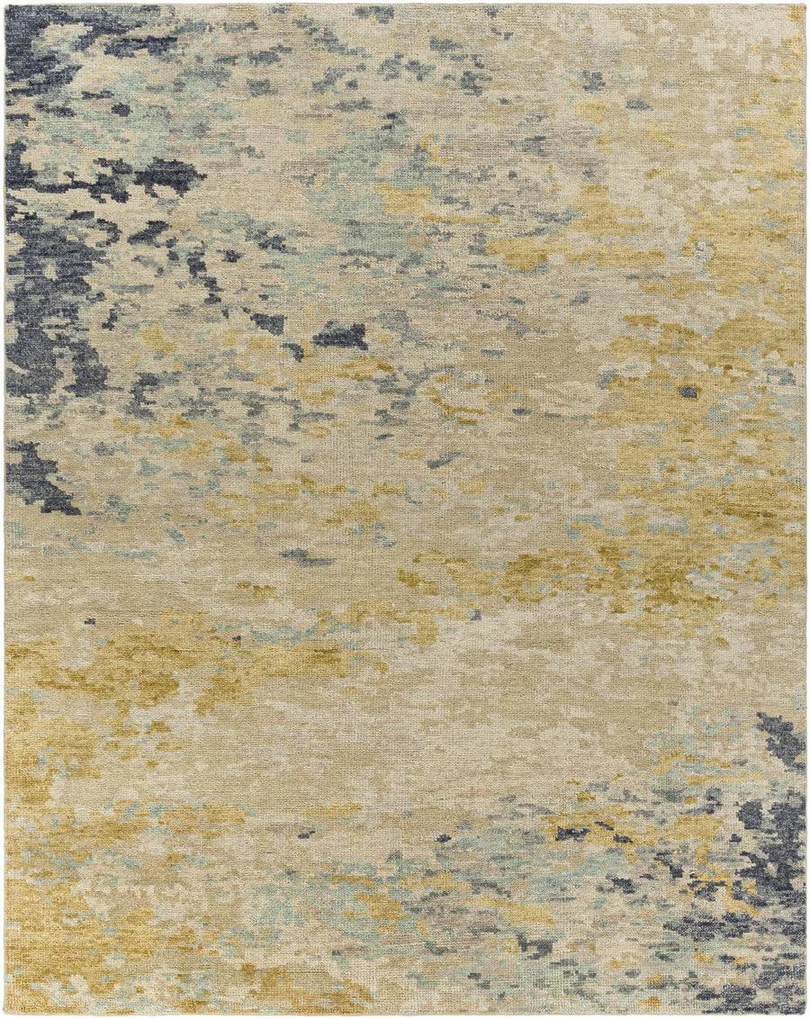 Pias Modern Abstract Beige And Mustard Hand Knotted Area Rug - The Rug Decor