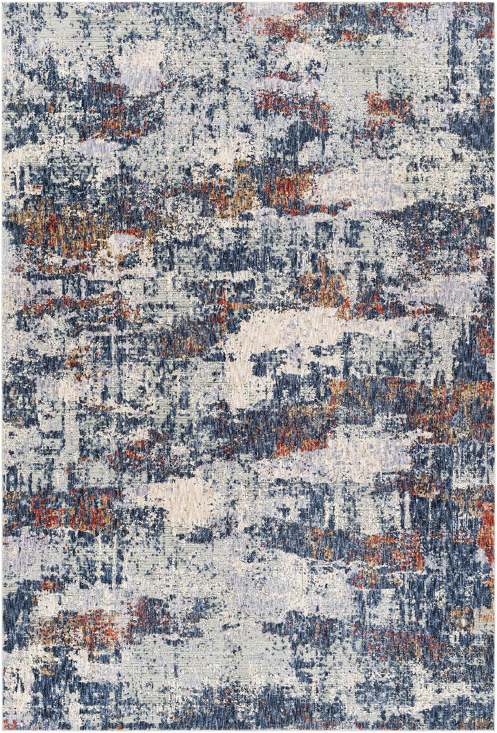 Pictou Blue And Ivory Modern Abstract Design Area Rug