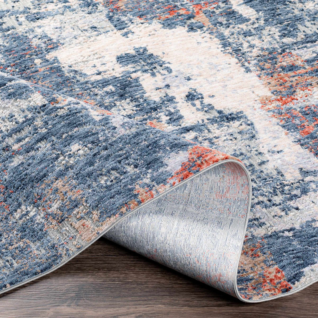 Pictou Blue And Ivory Modern Abstract Design Area Rug