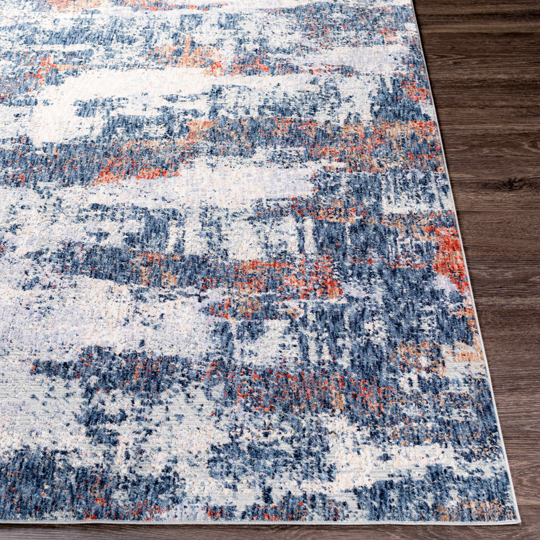 Pictou Blue And Ivory Modern Abstract Design Area Rug