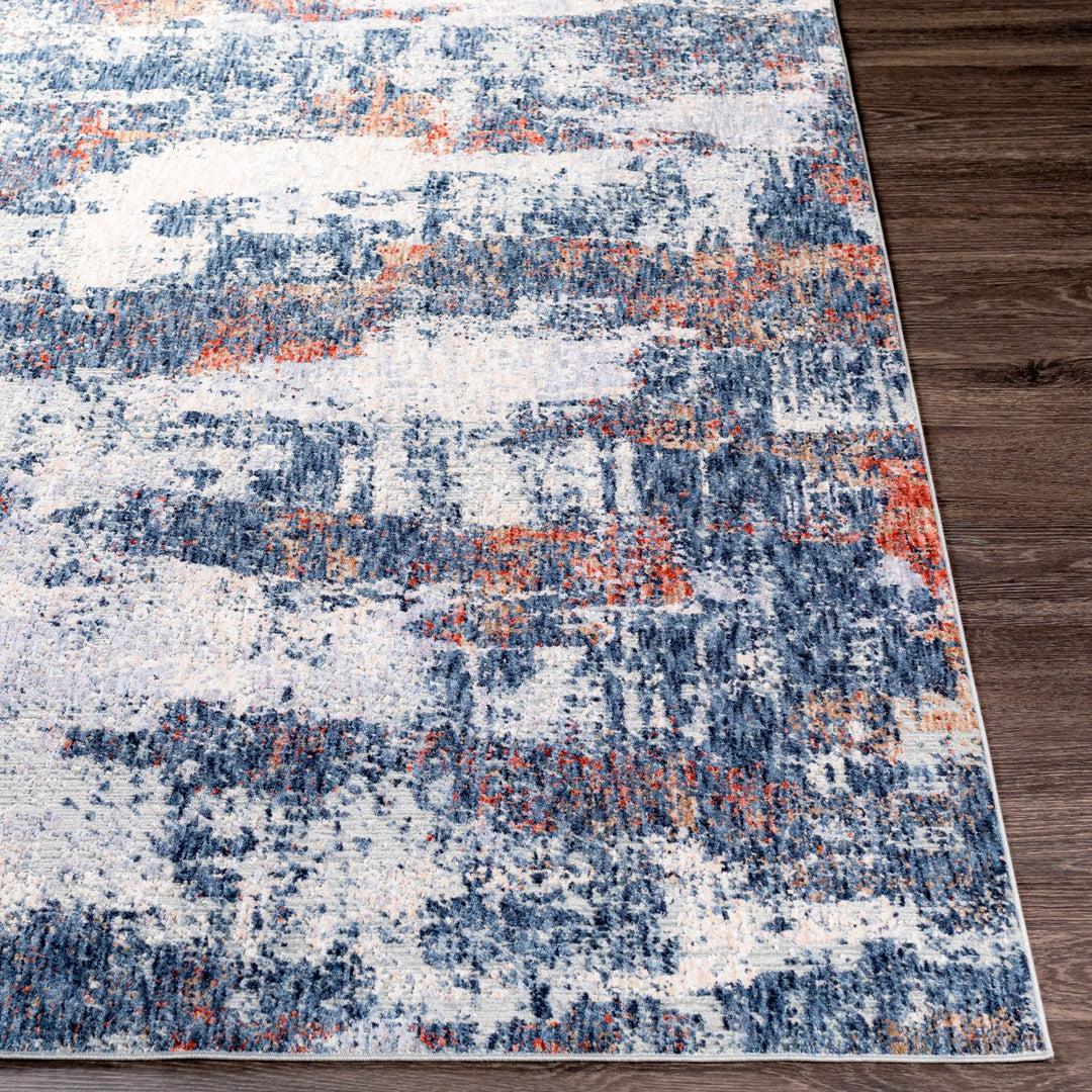 Pictou Blue And Ivory Modern Abstract Design Area Rug - The Rug Decor