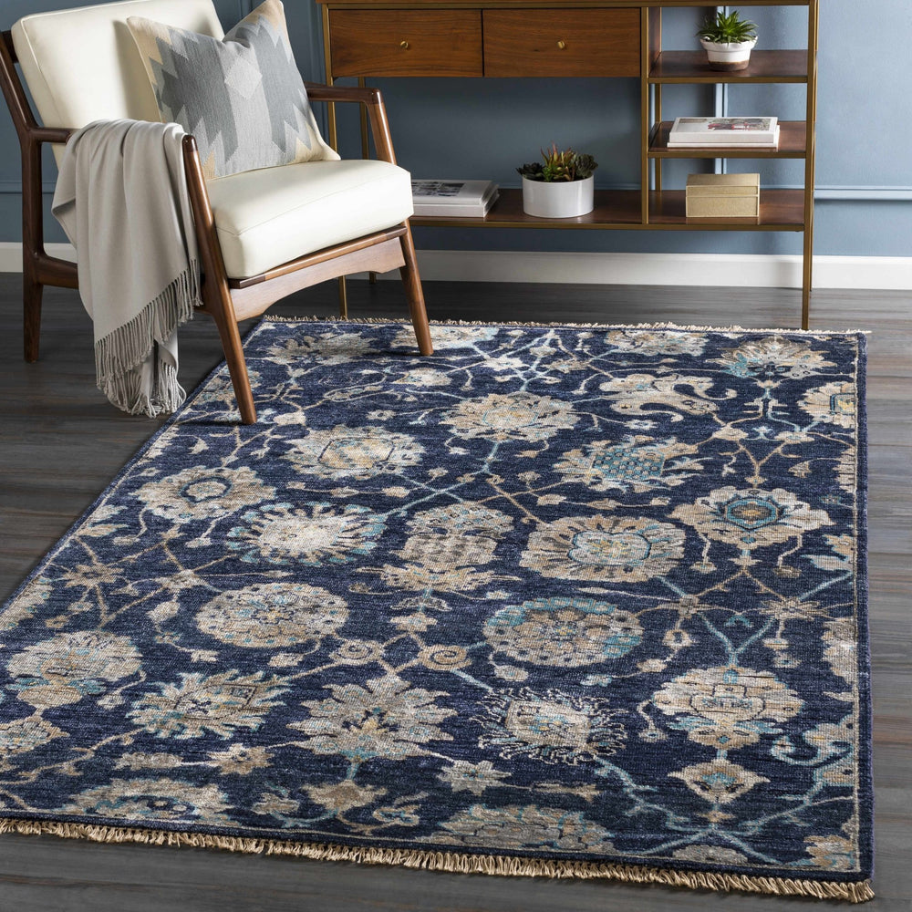 Pinetop Traditional Blue And Beige Hand Knotted Area Rug - The Rug Decor