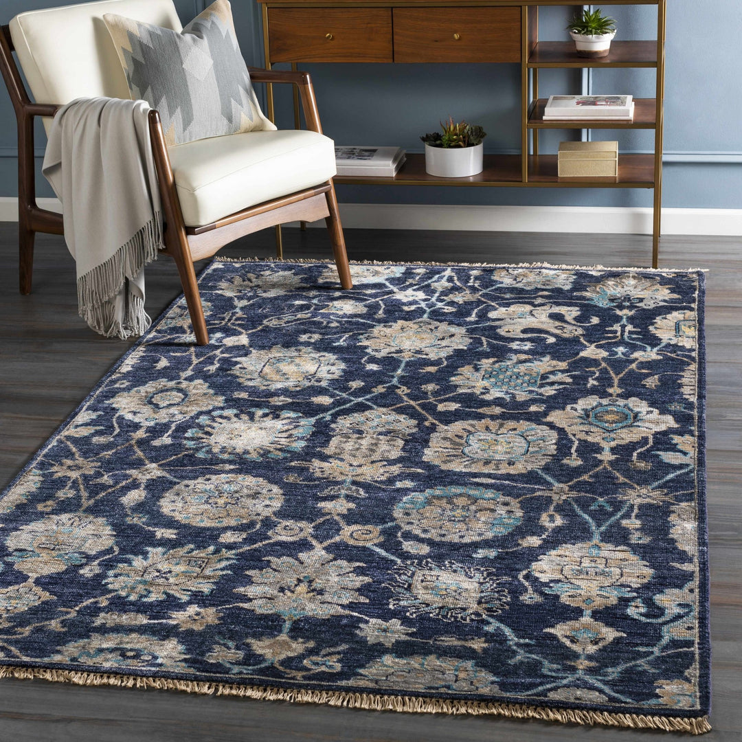 Pinetop Traditional Blue And Beige Hand Knotted Area Rug - The Rug Decor