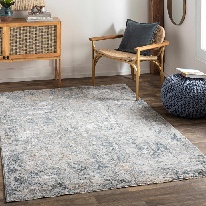 Contemporary Abstract Gray Machine Woven Rug