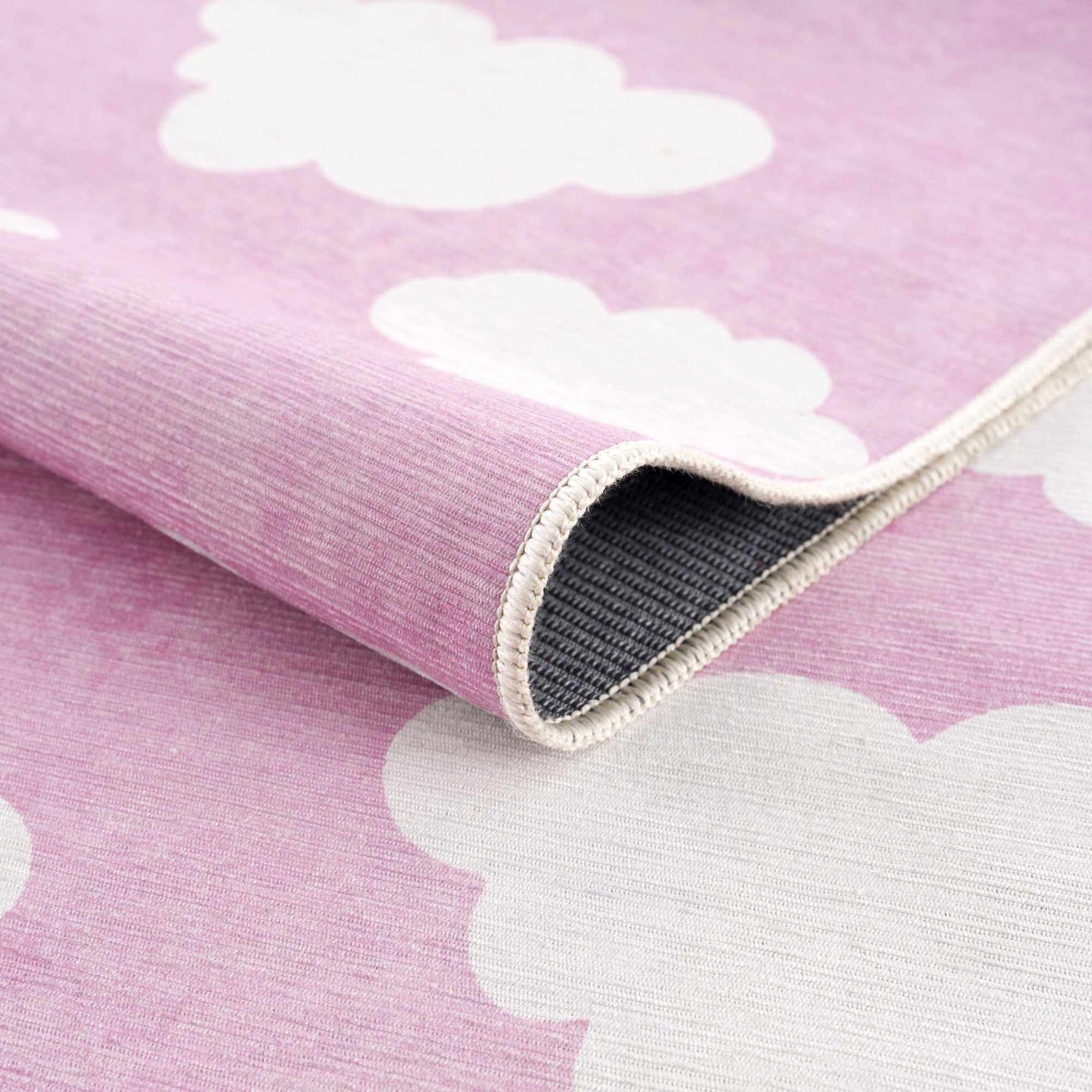 Pink and Ivory Cloud printed Washable Kids Rug, Perfect for kids room - The Rug Decor