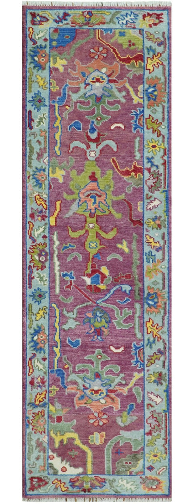 Pink Oushak Rug Wool Blue Colorful Hand knotted Traditional Oushak Custom Made wool Area Rug - The Rug Decor