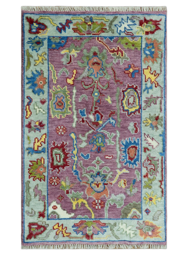 Pink Oushak Rug Wool Blue Colorful Hand knotted Traditional Oushak Custom Made wool Area Rug - The Rug Decor