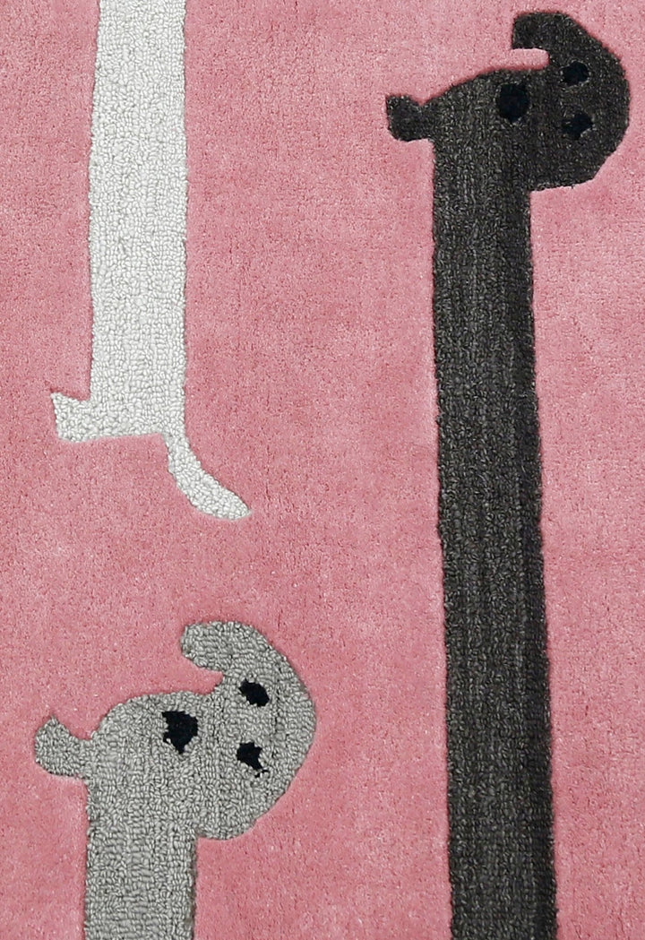 Pink Stretchy Pup Hand Tufted 3x6 Wool Area Rug - The Rug Decor