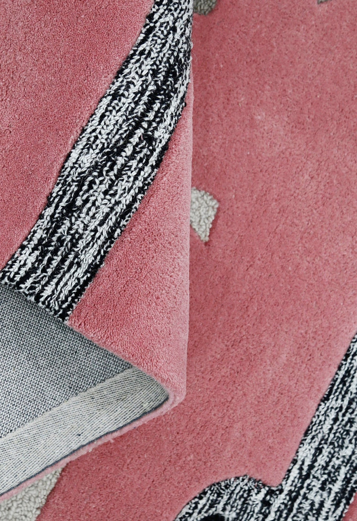 Pink Stretchy Pup Hand Tufted 3x6 Wool Area Rug - The Rug Decor