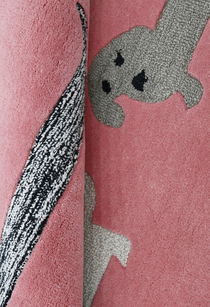 Pink Stretchy Pup Hand Tufted 3x6 Wool Area Rug - The Rug Decor