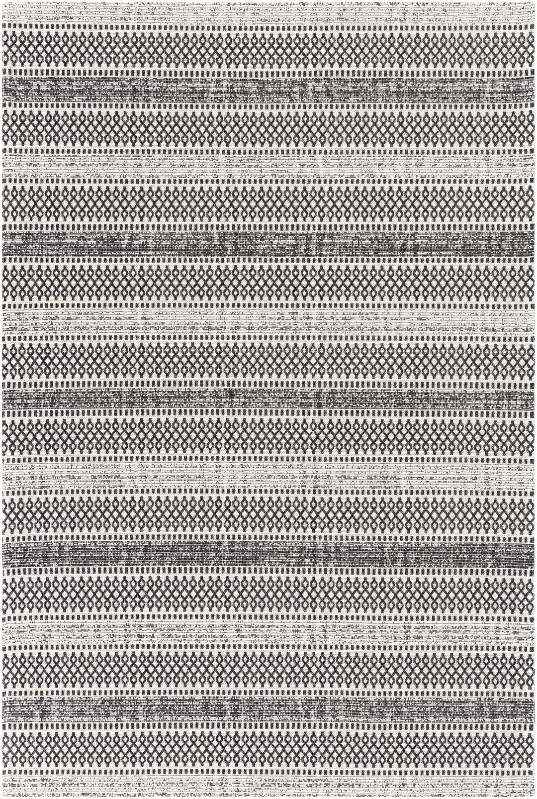 Planada Ivory And Black Modern Style Washable Area Rug