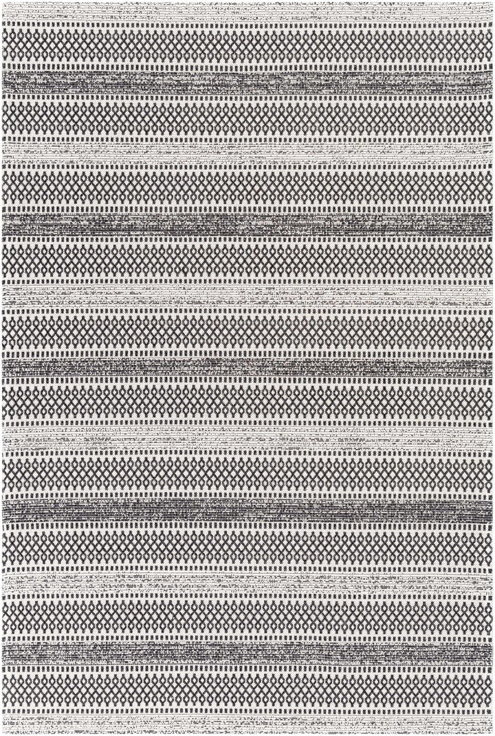 Planada Ivory And Black Modern Style Washable Area Rug