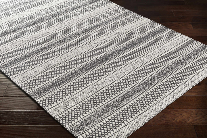 Planada Ivory And Black Modern Style Washable Area Rug