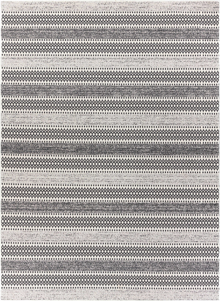 Planada Ivory And Black Modern Style Washable Area Rug