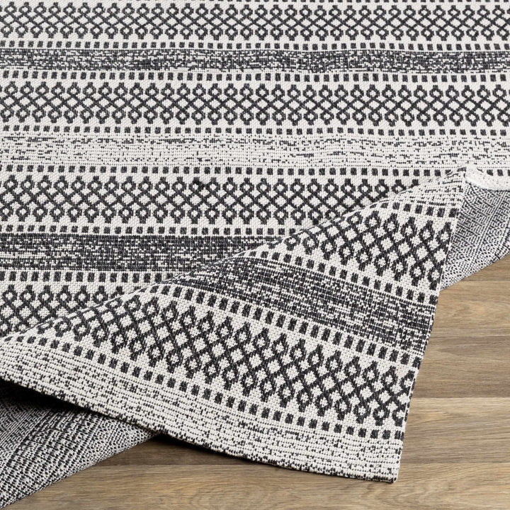 Planada Ivory And Black Modern Style Washable Area Rug