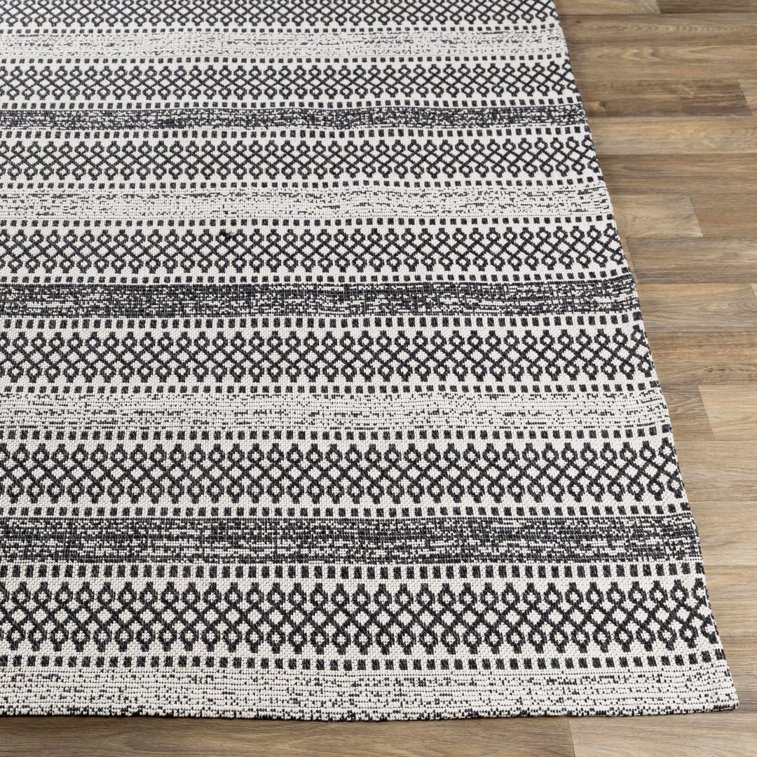 Planada Ivory And Black Modern Style Washable Area Rug