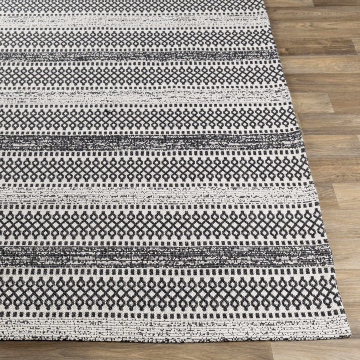 Planada Ivory And Black Modern Style Washable Area Rug