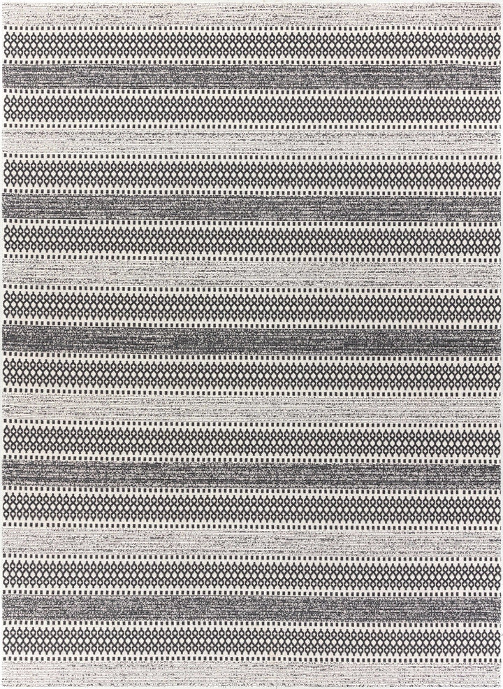 Planada Ivory And Black Modern Style Washable Area Rug - The Rug Decor