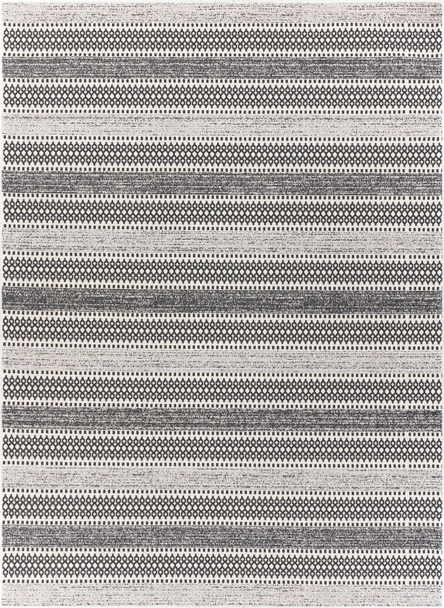 Planada Ivory And Black Modern Style Washable Area Rug - The Rug Decor