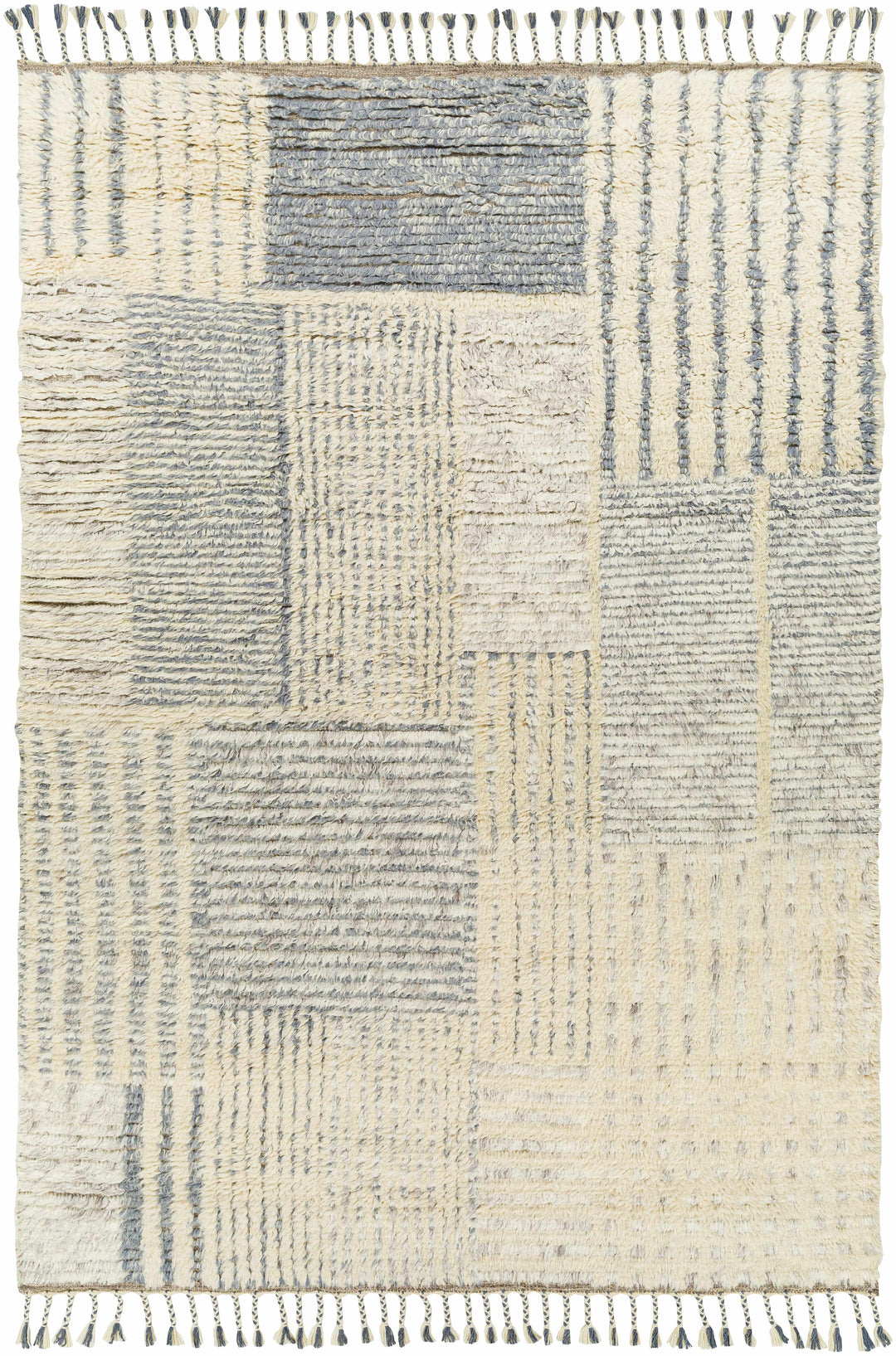 Plean Modern Style Ivory And Gray Hand Knotted Area Rug