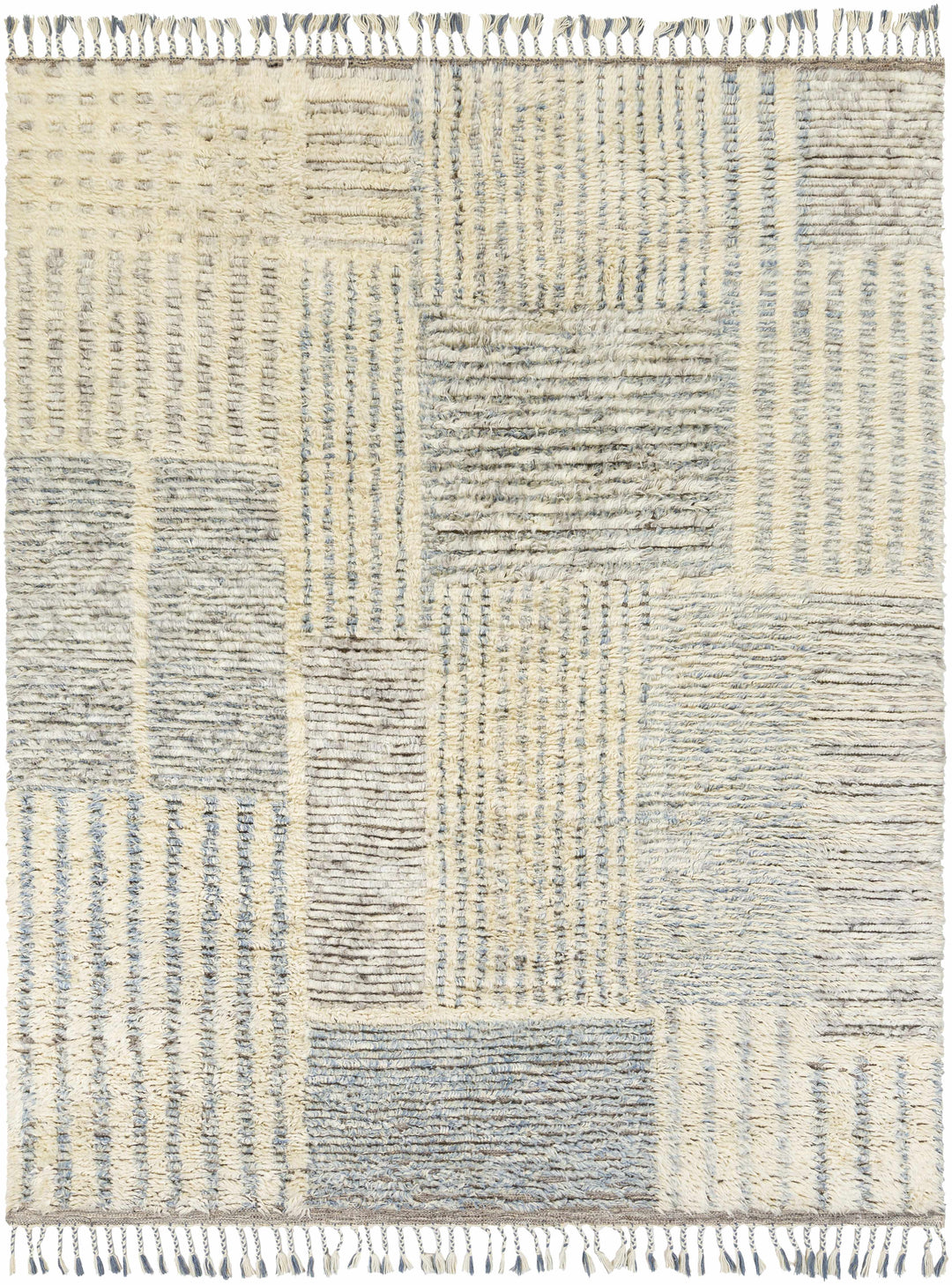 Plean Modern Style Ivory And Gray Hand Knotted Area Rug