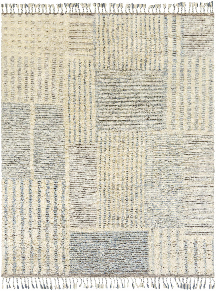 Plean Modern Style Ivory And Gray Hand Knotted Area Rug