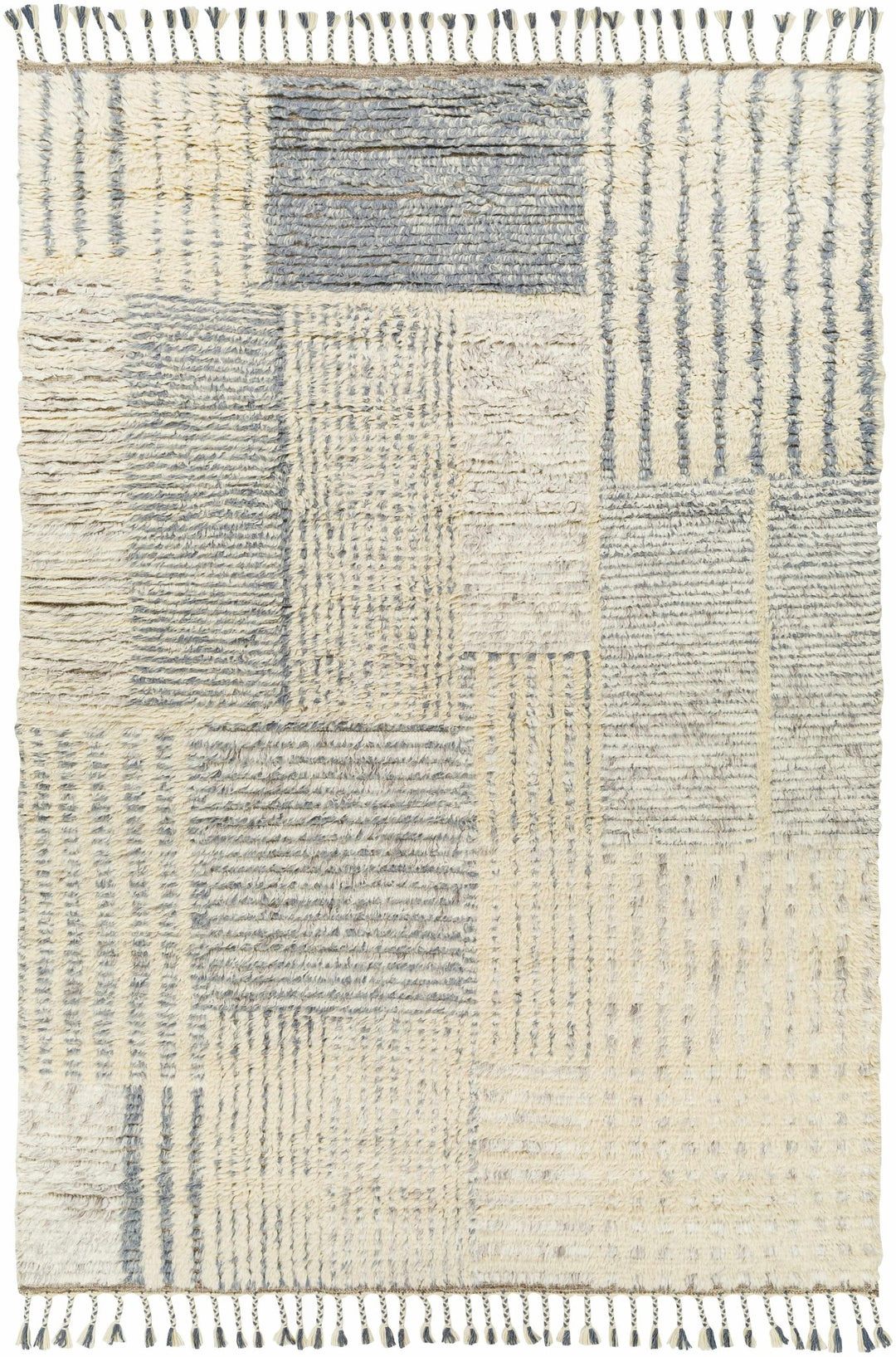 Plean Modern Style Ivory And Gray Hand Knotted Area Rug - The Rug Decor