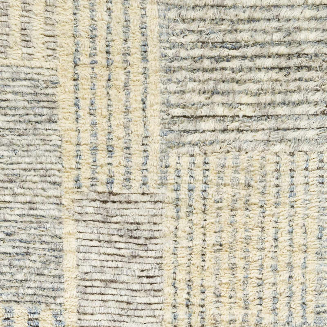 Plean Modern Style Ivory And Gray Hand Knotted Area Rug