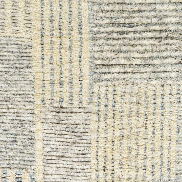 Plean Modern Style Ivory And Gray Hand Knotted Area Rug