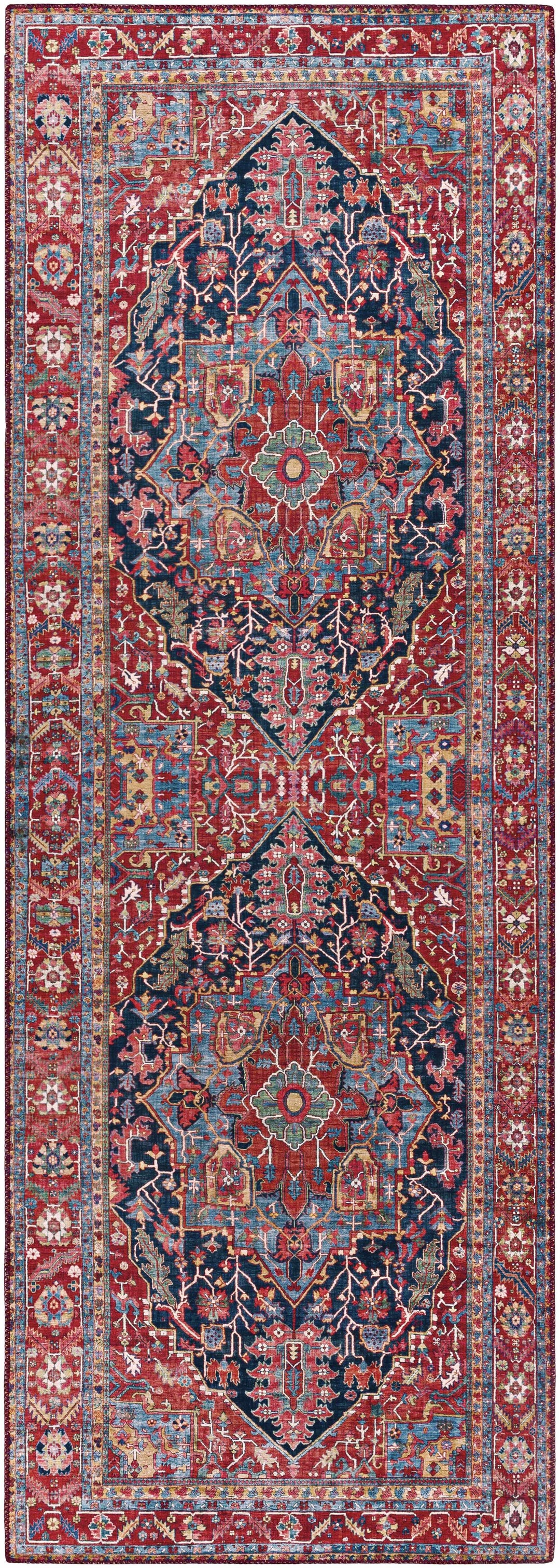 Pauline Traditional Style Red And Blue Area Rug