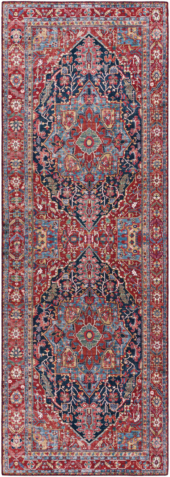 Pauline Traditional Style Red And Blue Area Rug