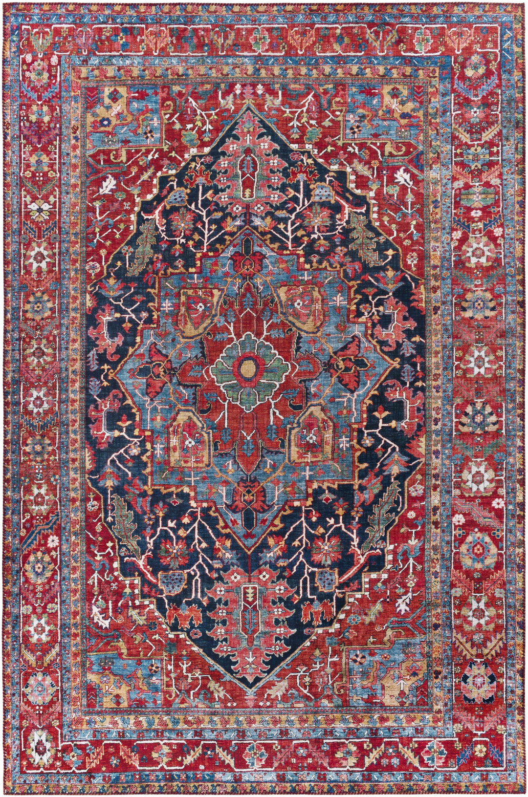 Pauline Traditional Style Red And Blue Area Rug