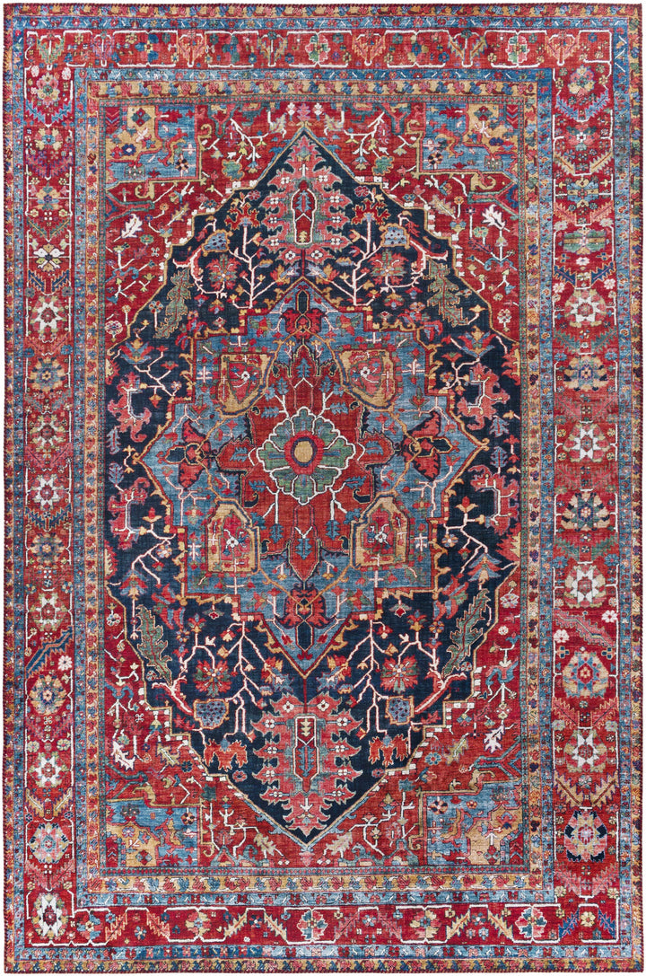 Pauline Traditional Style Red And Blue Area Rug
