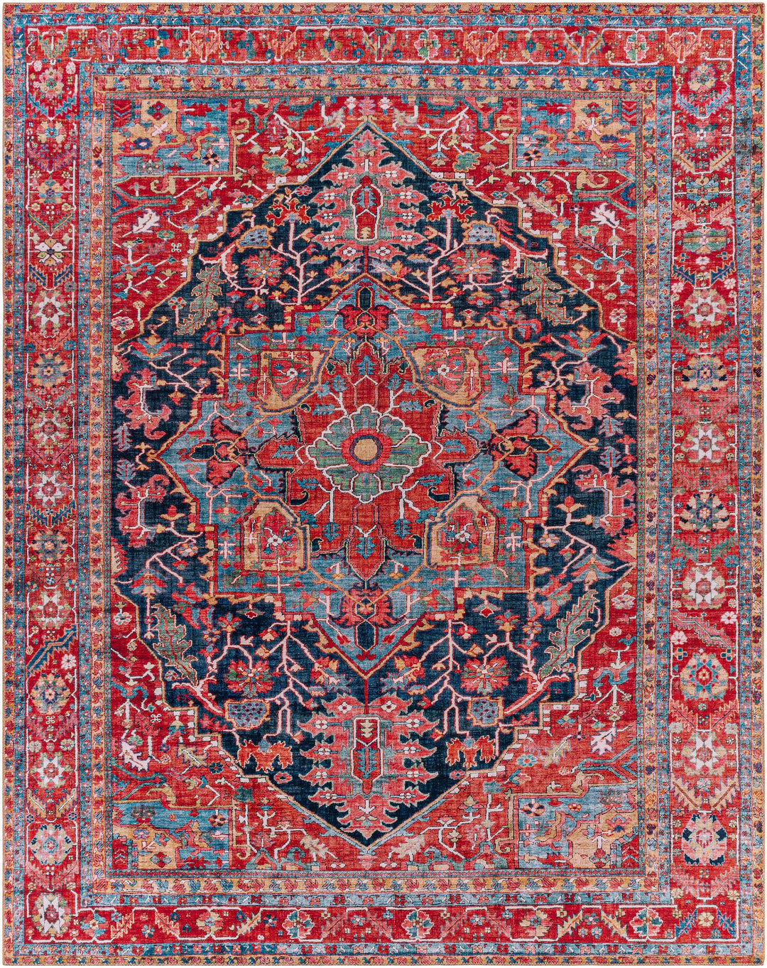 Pauline Traditional Style Red And Blue Area Rug