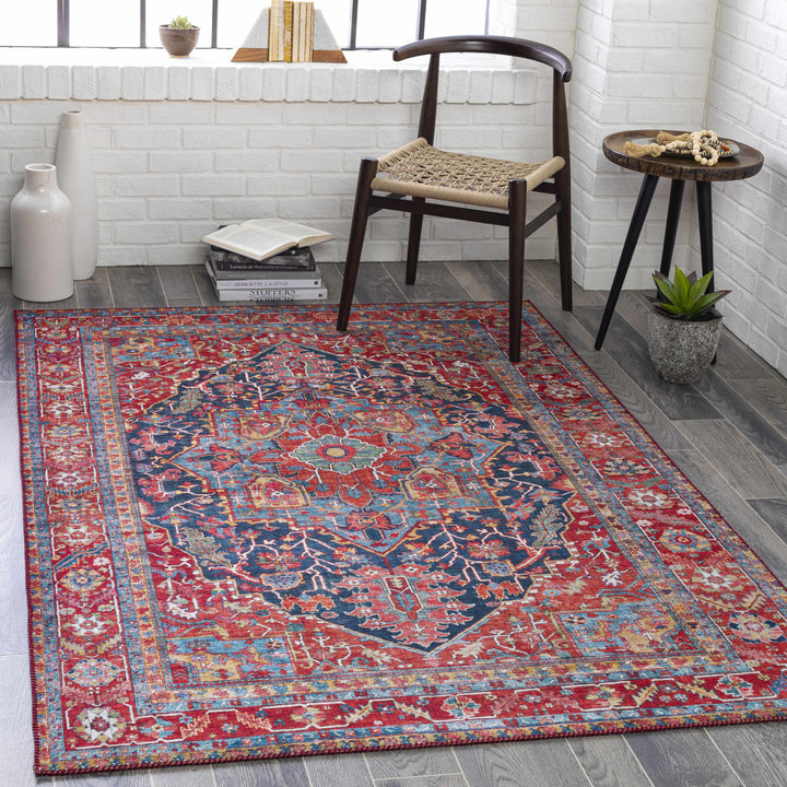Pauline Traditional Style Red And Blue Area Rug