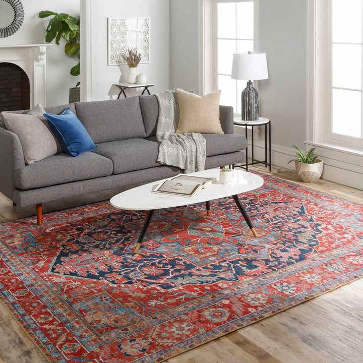Pauline Traditional Style Red And Blue Area Rug