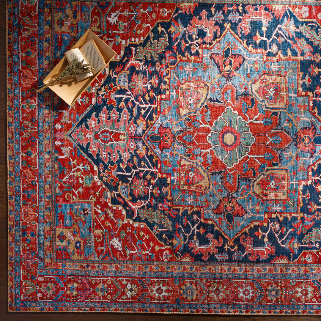 Pauline Traditional Style Red And Blue Area Rug