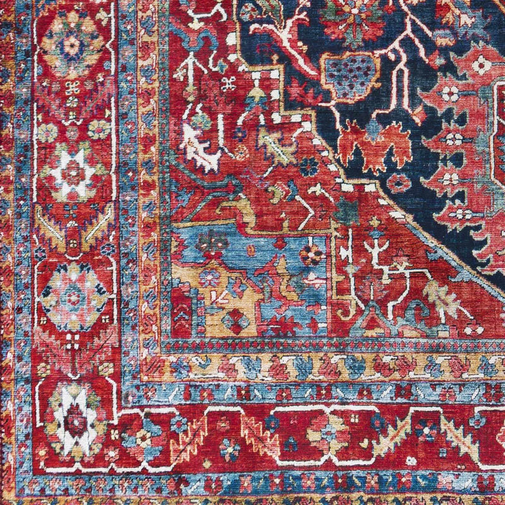 Pauline Traditional Style Red And Blue Area Rug