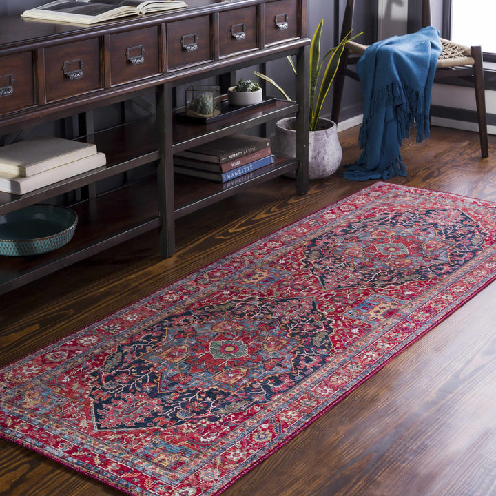 Pauline Traditional Style Red And Blue Area Rug